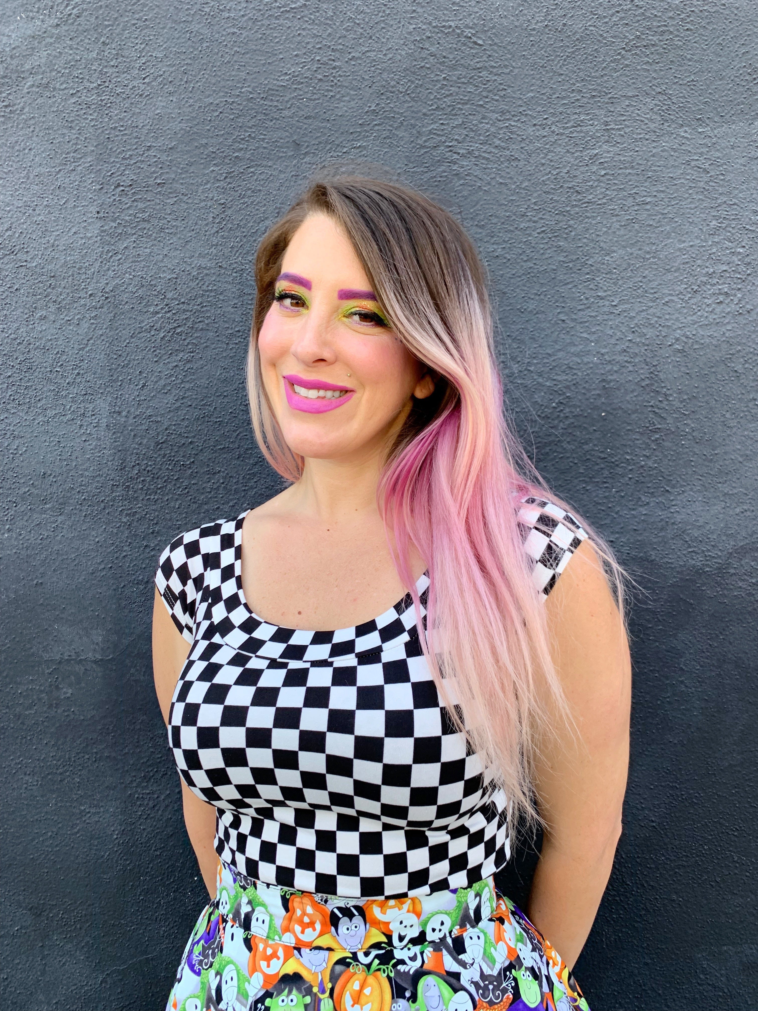 Stylish Checkered Boat Neck Top for Women - Trendy Floral Print Blouse for Casual & Office Wear