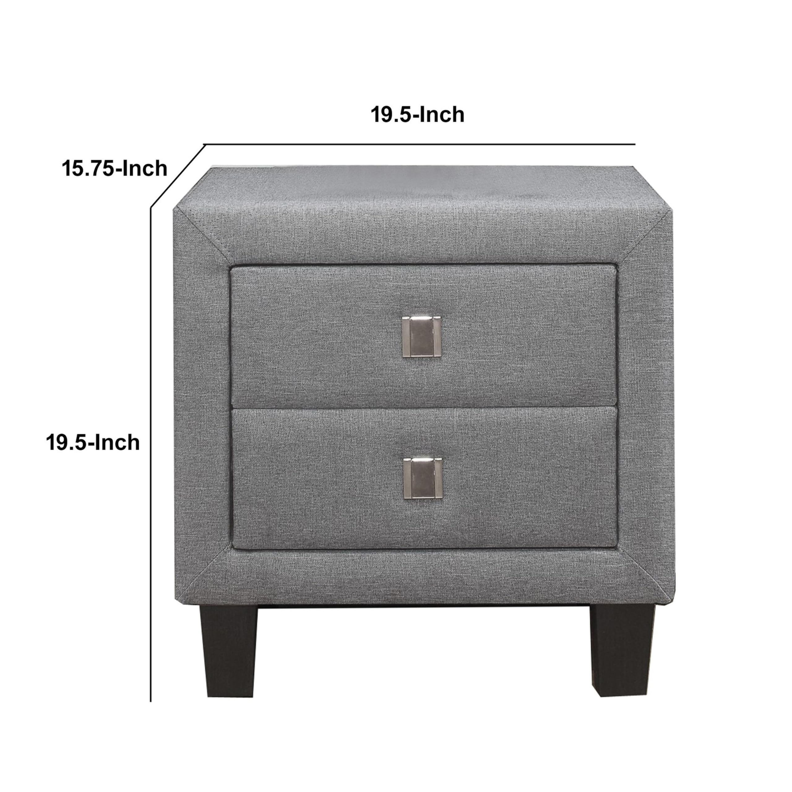 Benjara Gray Nightstand with Single Drawer & Fabric Wrapping - Modern Bedside Table for Bedroom, Living Room or Office (Home Decor Furniture)