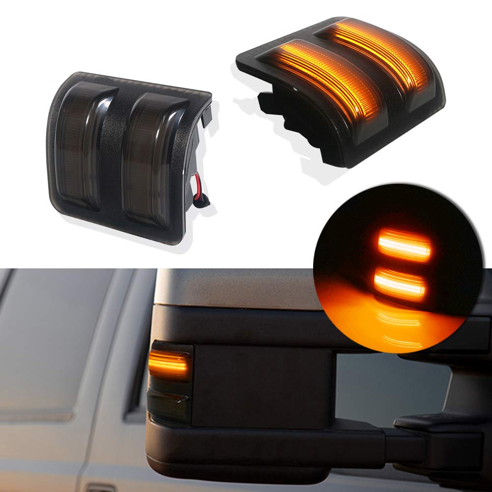 2008-2016 Ford F250 F350 F450 Super Duty LED Mirror Marker Light - Amber Turn Signal with Smoked Lens | Durable Replacement for Side Mirror Lights | Perfect for Off-Roading, Night Driving & Enhanced Visibility