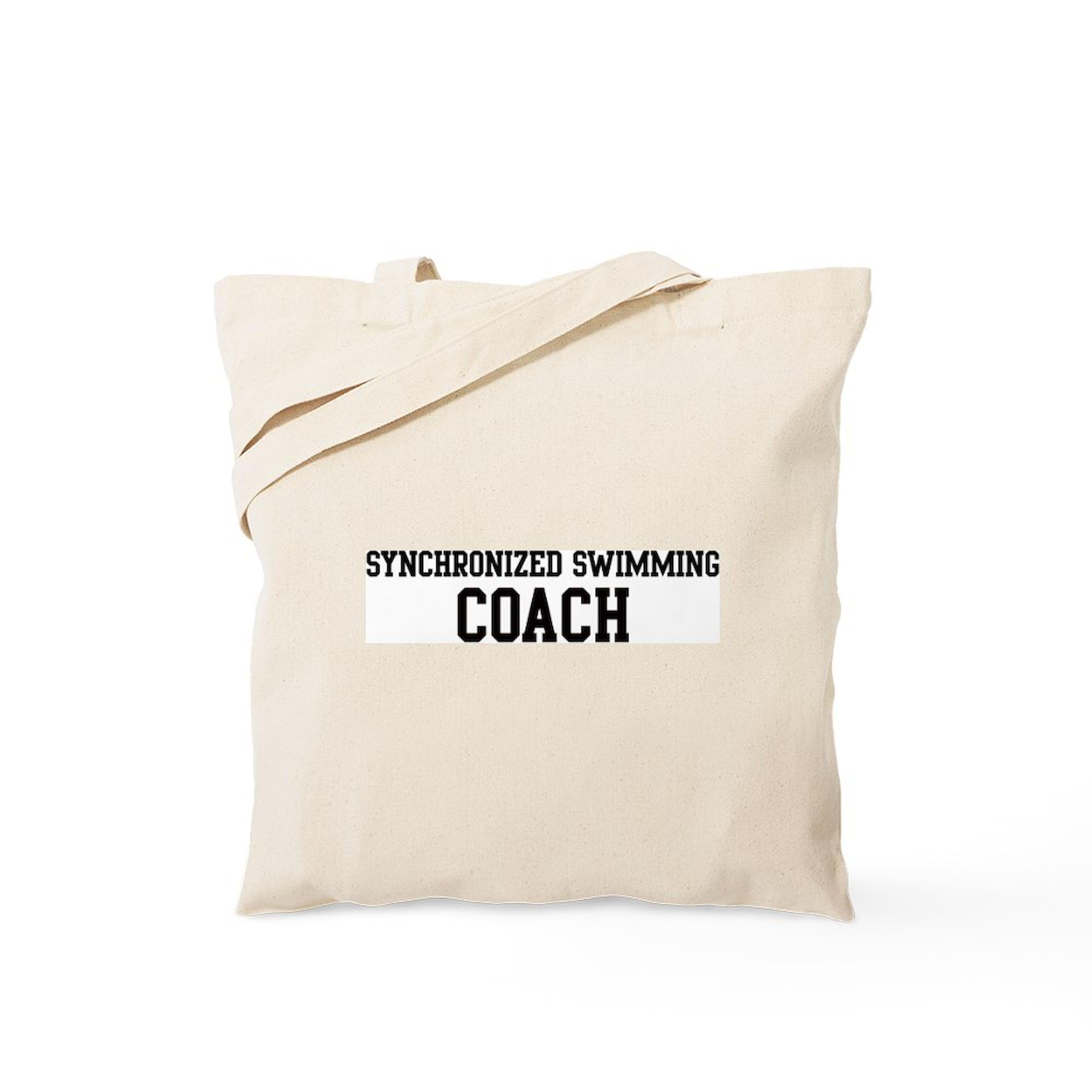 Synchronized Swimming Coach Tote Bag - Natural Canvas Reusable Shopping Bag for Coaches, Athletes & Fans | Perfect for Swim Meets, Practice & Groceries