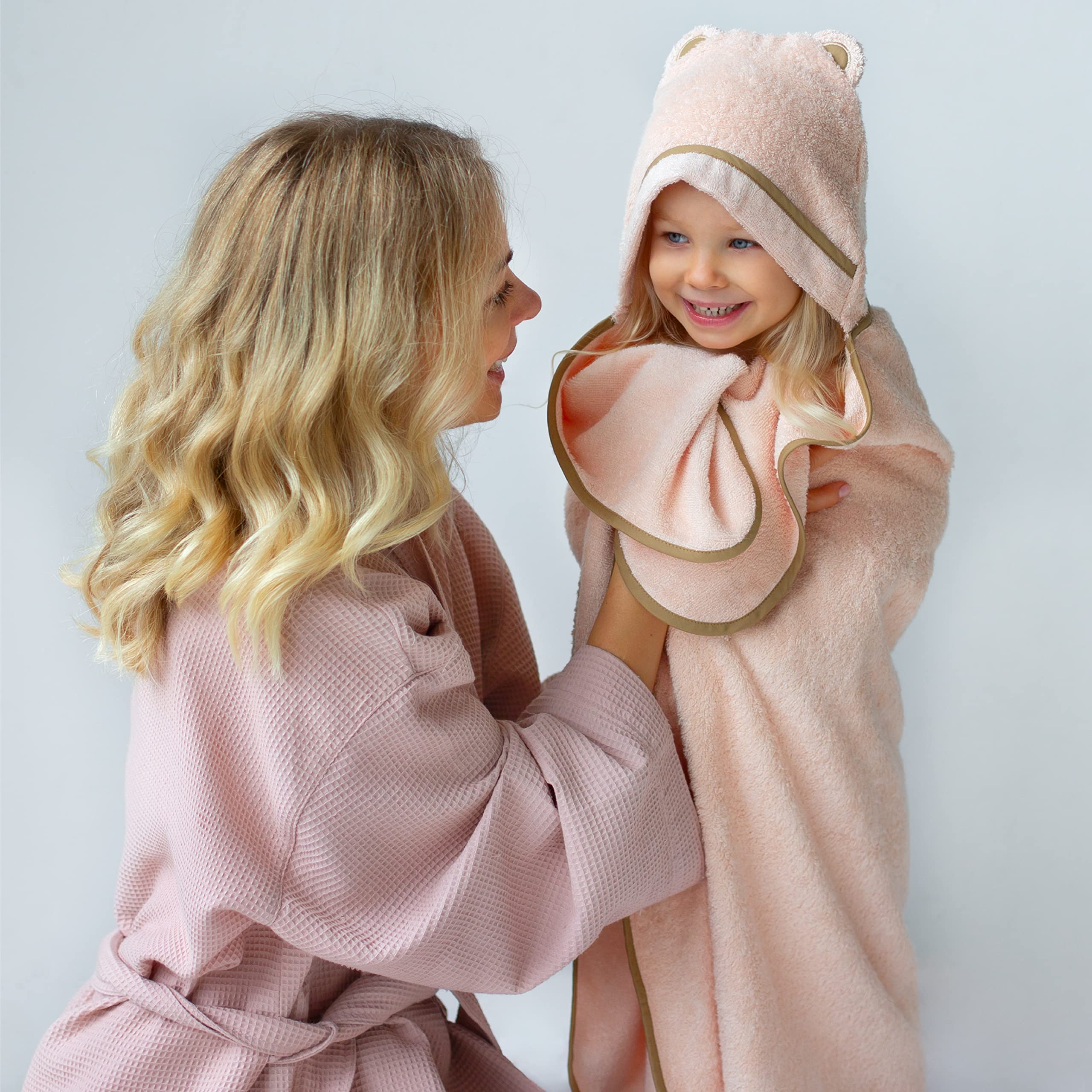 Premium Bamboo Rayon Hooded Toddler Towels - Soft & Absorbent Baby Bath Towel for Boys & Girls - Large Size for Toddlers & Kids - Perfect for Bath Time, Swimming & Beach (Beige)
