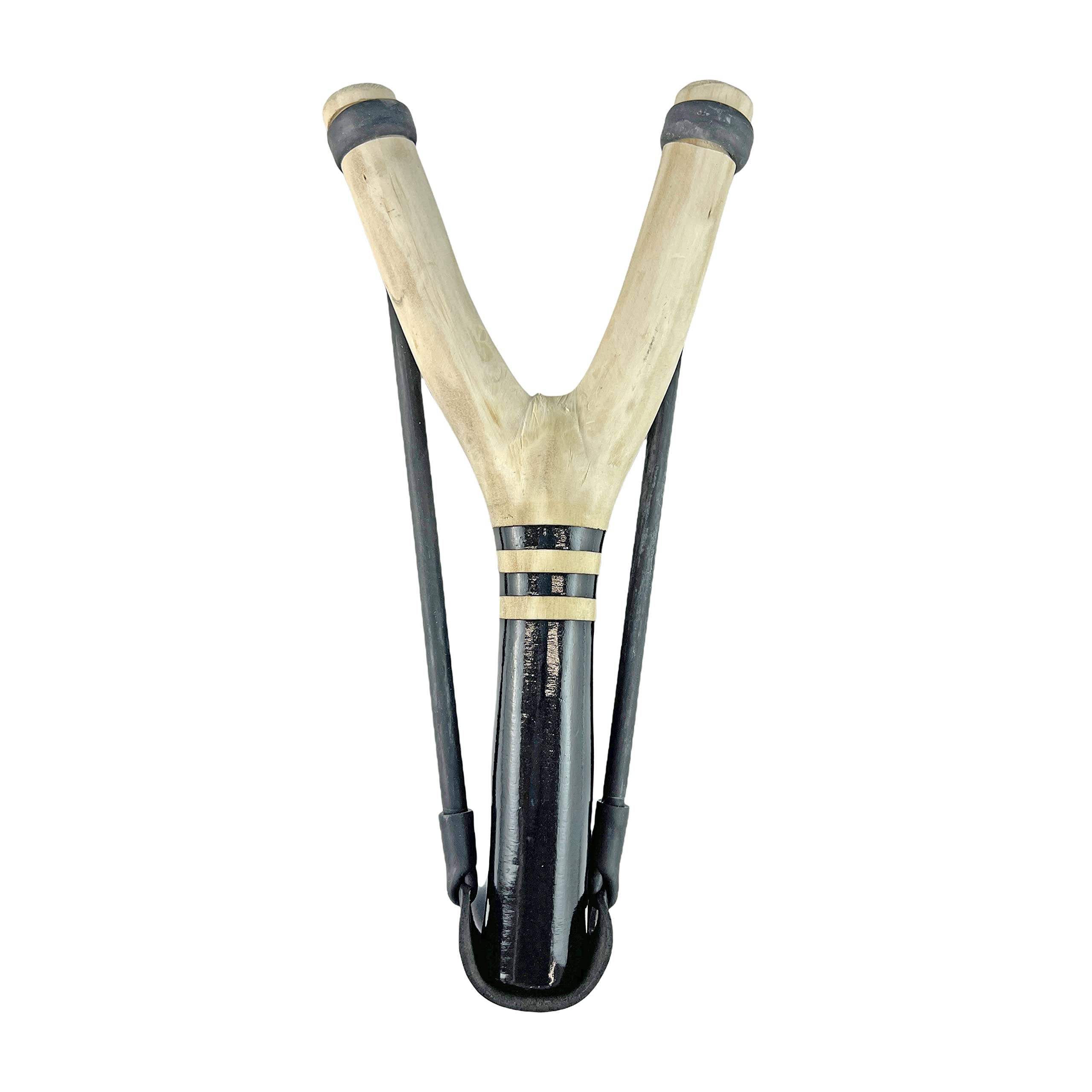 Premium Black Wooden Slingshot for Outdoor Hunting & Survival - High Accuracy Handmade Catapult for Camping, Hiking & Target Practice