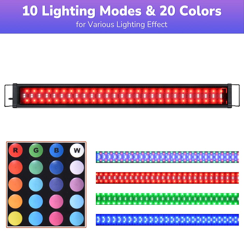 AquaBasik LED Aquarium Light for Plants & Reef - Full Spectrum RGBW Lighting System - Perfect for 44-55 Gallon Fish Tanks (Ideal for Freshwater & Saltwater Aquariums, Coral Growth & Planted Tanks)
