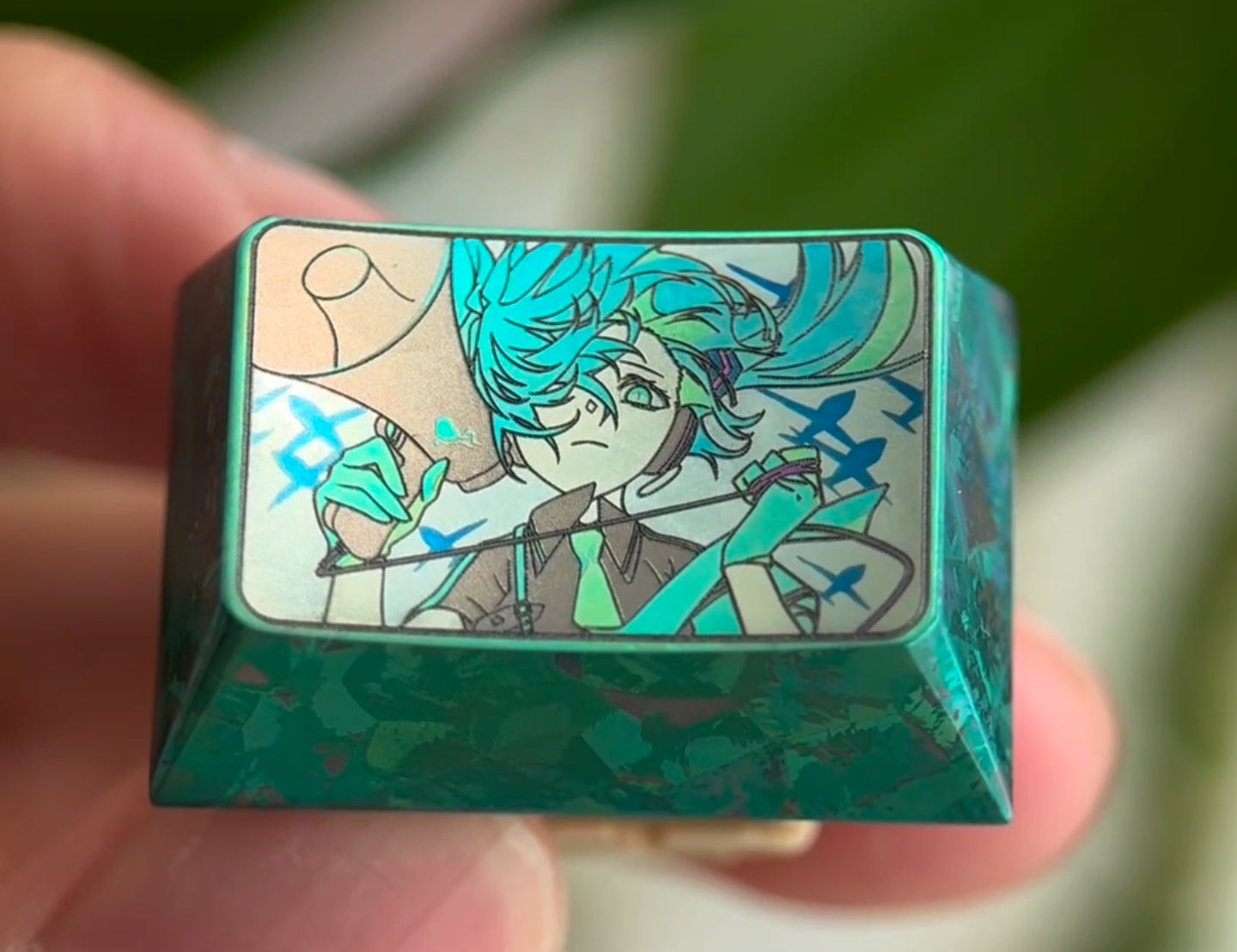 Custom Hatsune Miku 1.5U Titanium Alloy Keycap - Anime Gaming Mechanical Keyboard Accessory for PC, Mac, Typing & Collectors