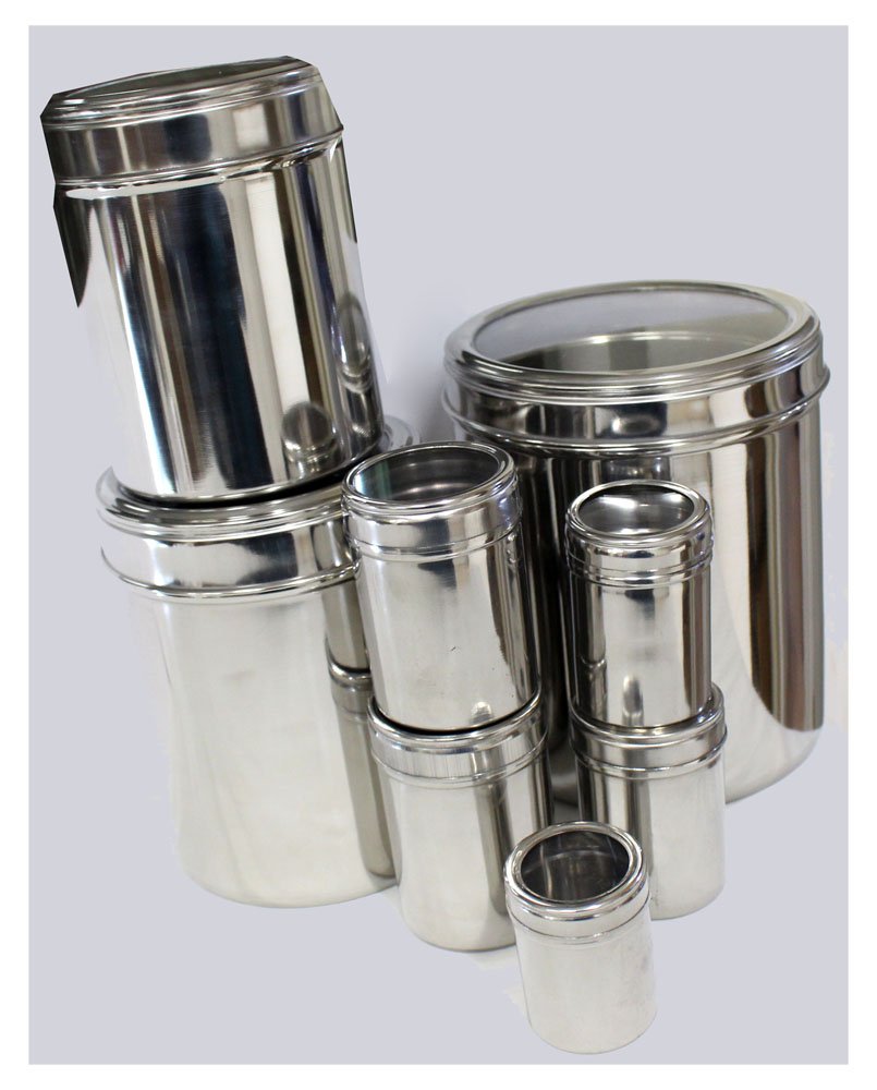 ToolUSA 8-Piece Stainless Steel Canister Set with Clear Lids - Airtight Food Storage Containers for Kitchen Pantry Organization | Perfect for Flour, Sugar, Coffee & Dry Goods | Space-Saving Nesting Design