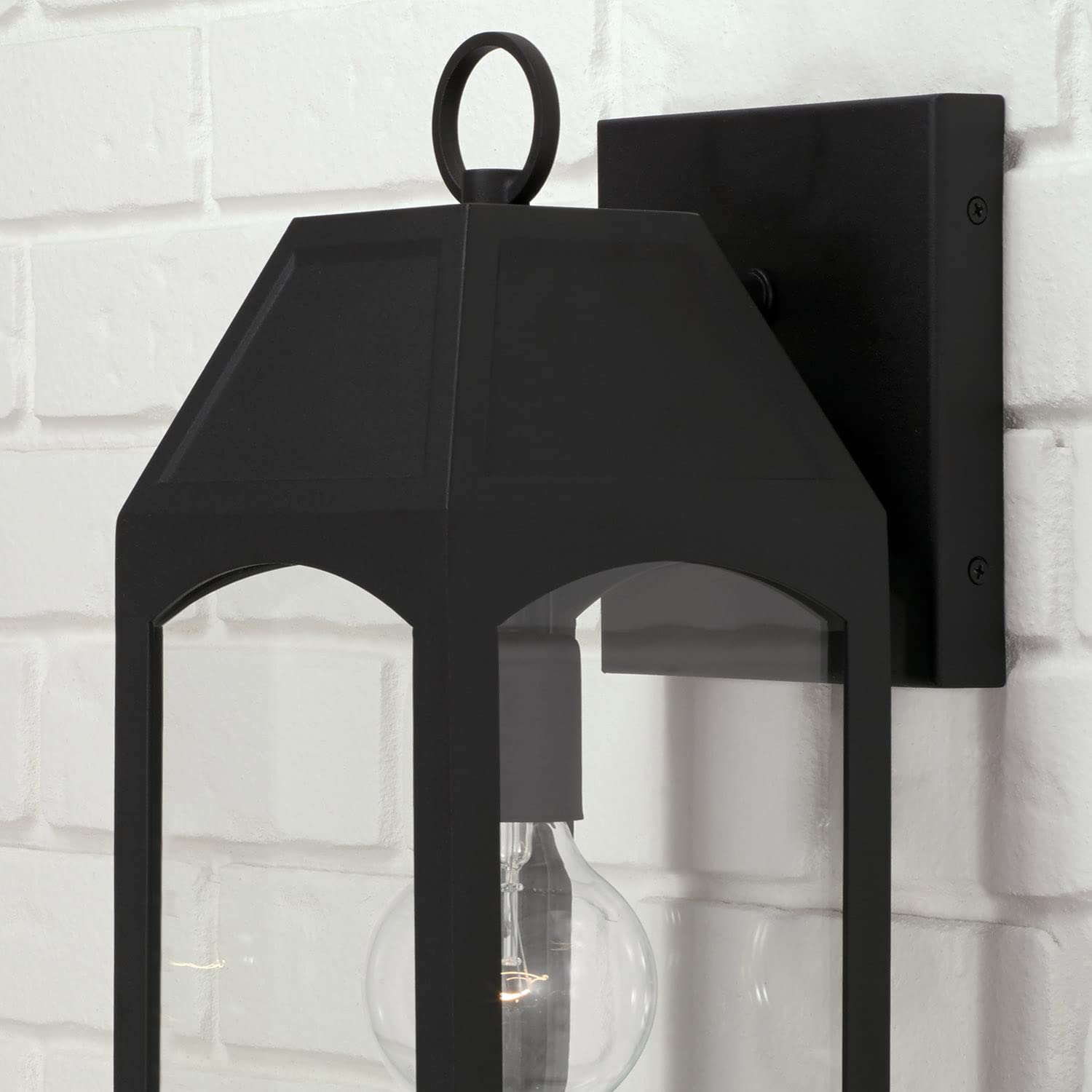 **Capital Lighting 946311BK Burton Clear Glass Outdoor Wall Lantern - 1-Light, 100W, Black (17