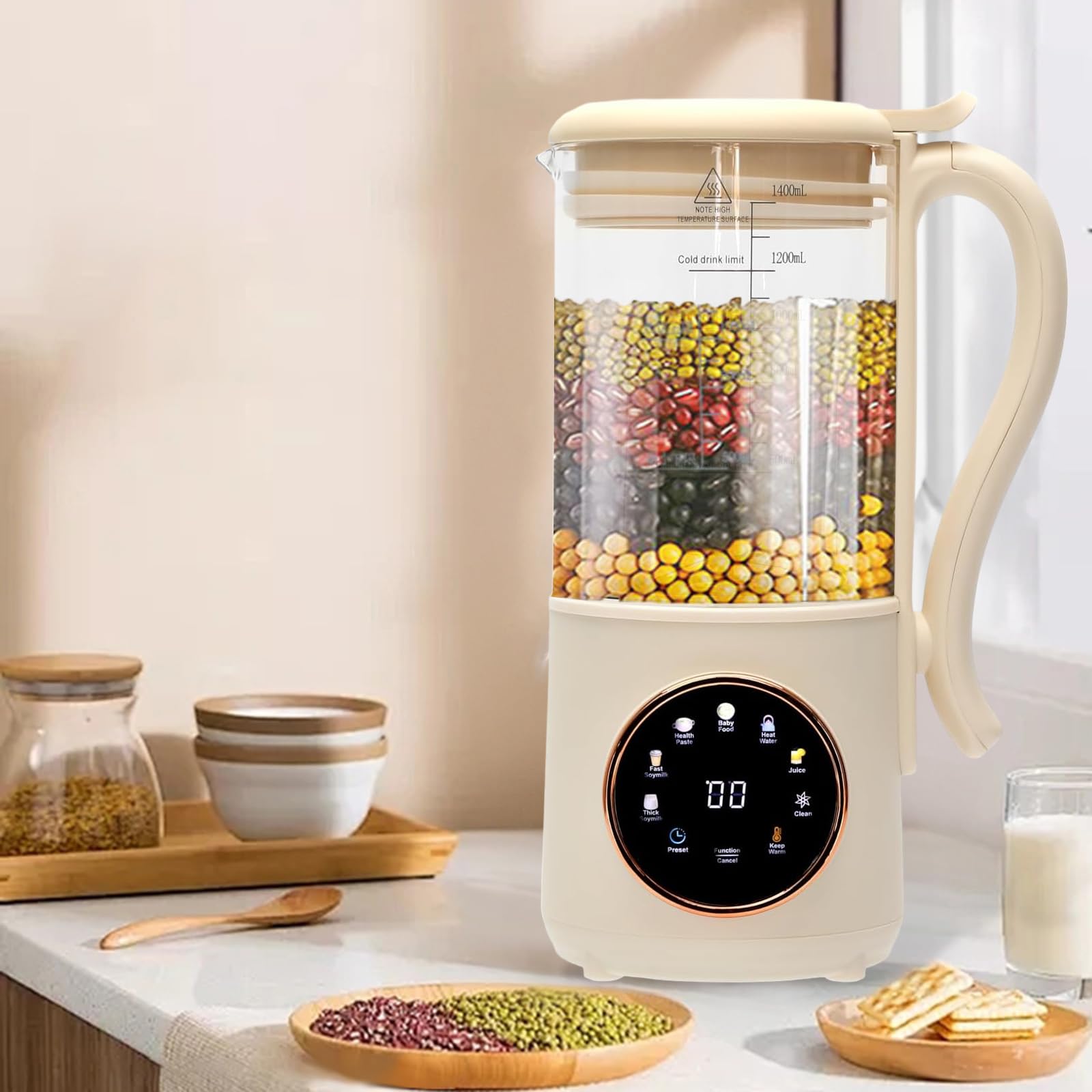50oz Nut Milk Maker Machine for Homemade Almond, Oat, Soy & Plant-Based Milk - Automatic with Self-Cleaning, Boiling Water, Delay Start & Keep Warm Function - Perfect for Vegan, Dairy-Free & Healthy Lifestyle at Home