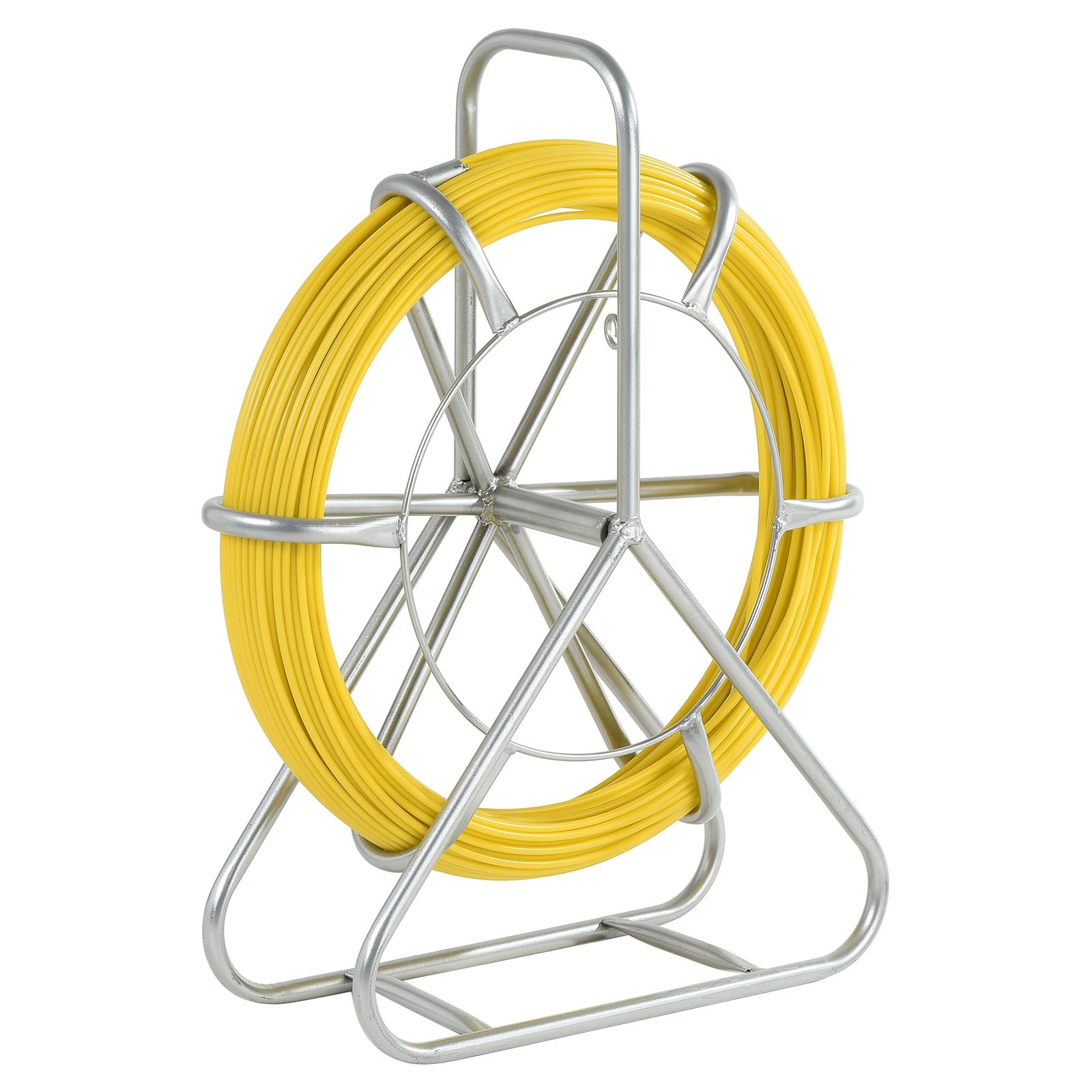 Meccanity 75M/246FT Fiberglass Wire Puller - Duct Fish Tape, Cable Rodder for Pipeline Dredging & Power Construction | Heavy-Duty Wire Pulling Tool with Wheel Stand | Perfect for Electricians, Plumbers & Cable Installation Professionals