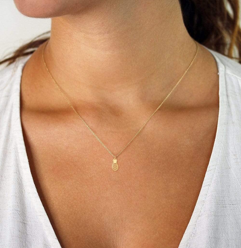 Giorgio Bergamo 14K Yellow Gold Pineapple Pendant Necklace - Elegant Dainty Jewelry for Women, Perfect Gift for Birthday, Anniversary & Everyday Wear