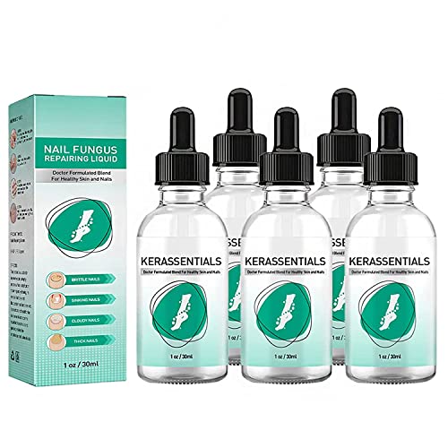 Kerassentials Toenail Fungus Treatment Oil – Natural Nail & Skin Care Solution for Healthy Feet (5-Pack) – Ideal for Athletes, Swimmers & Daily Foot Hygiene