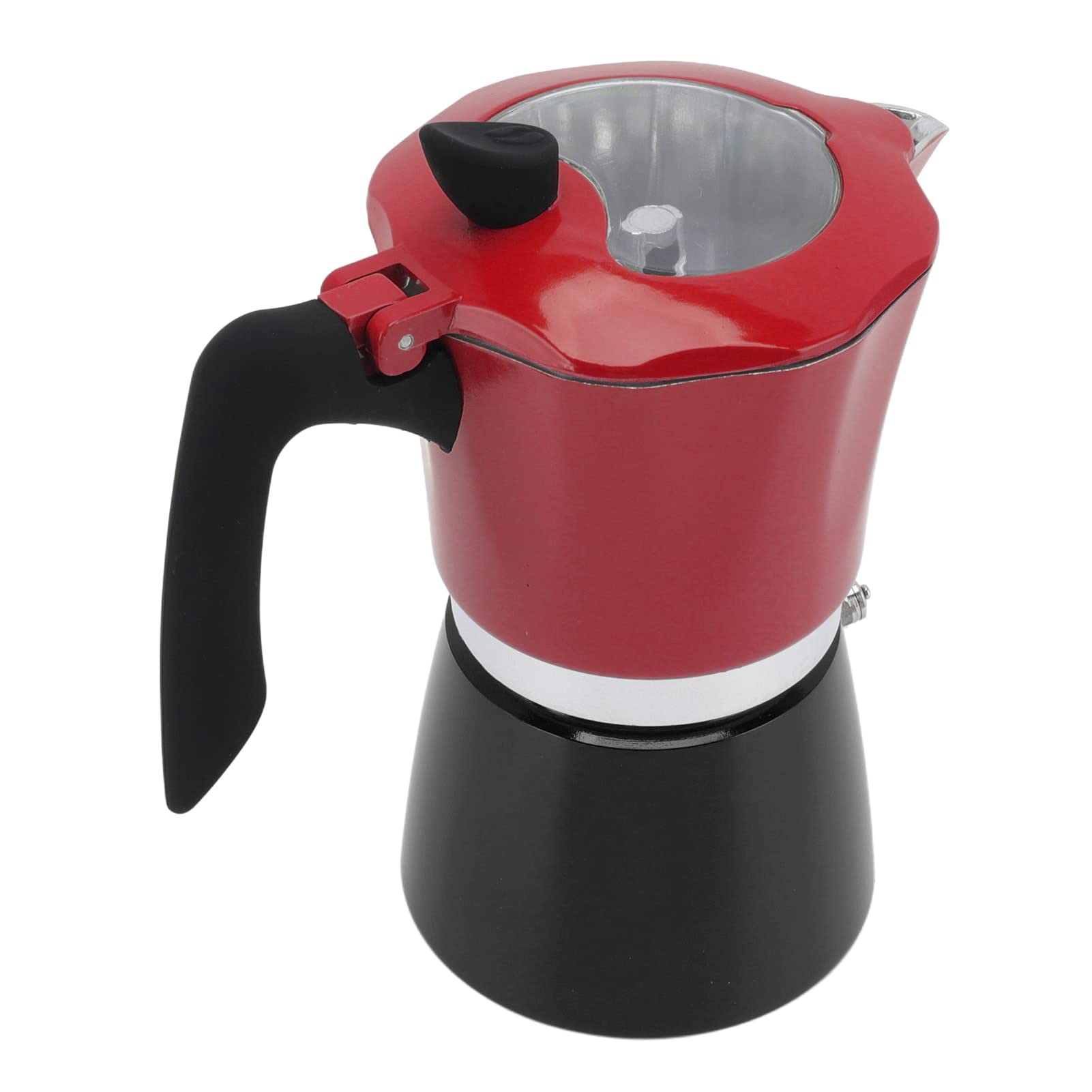 Stovetop Moka Pot - Classic Aluminum Espresso Maker for Home & Travel (300ml, Size 6) - Perfect for Camping, Office & Italian Coffee Lovers (Red/Black)
