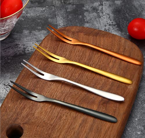 Premium Stainless Steel Escargot Forks - 12 Pack Gold Crab & 2-Prong Appetizer Forks for Seafood, Cocktails, Salads, Fruit Tasting - Elegant Dining & Party Serving Utensils