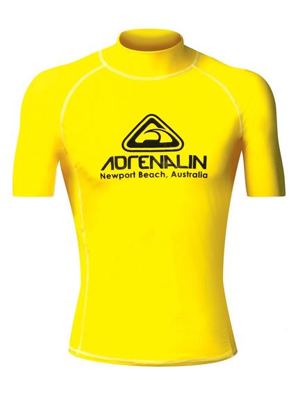 Adrenalin Adult High Visibility Short Sleeve Rash Guard - UV Protection Swim Shirt for Surfing, Swimming & Water Sports - Men's Quick-Dry Performance Shirt