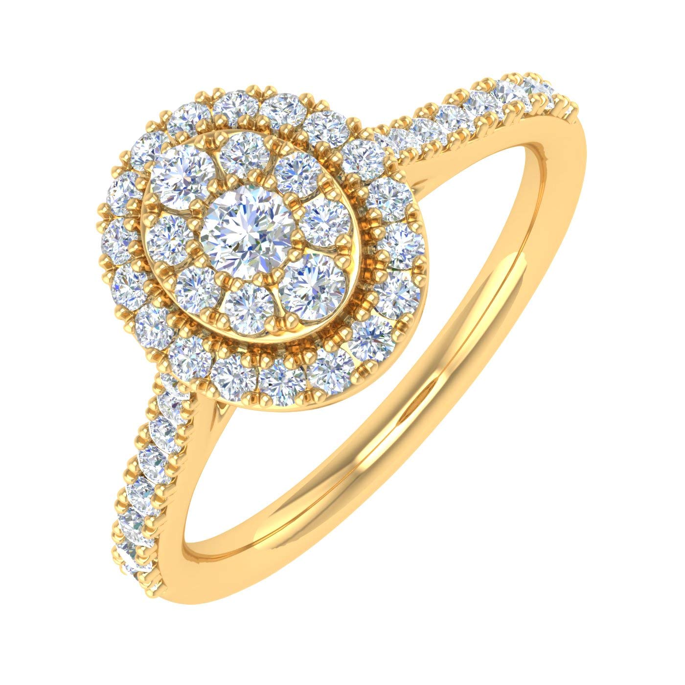 1/2 Carat Diamond Cluster Engagement Ring in 10K Gold (I1-I2 Clarity) - Elegant Wedding Proposal Ring for Her, Perfect for Anniversaries & Special Occasions