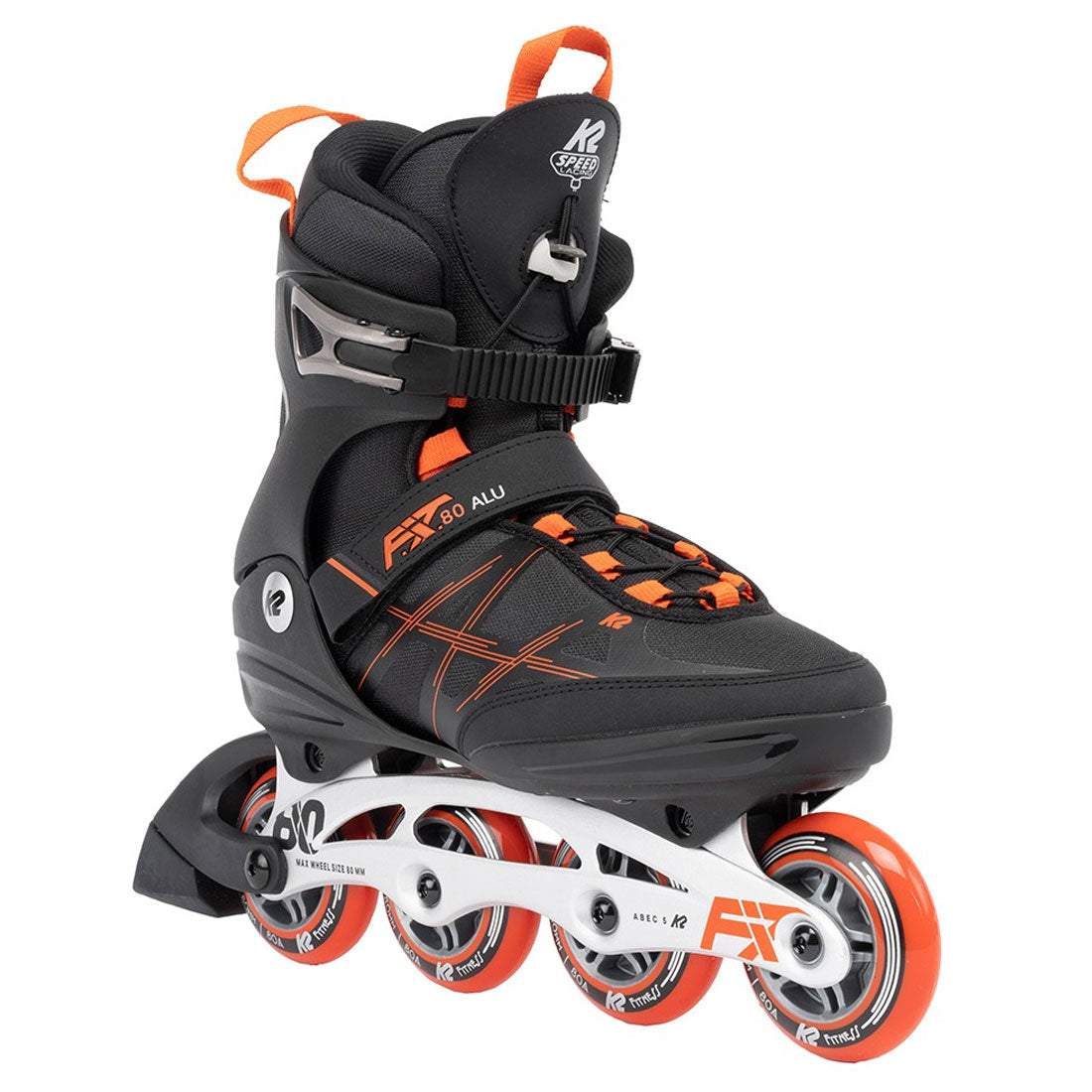 K2 FIT 80 ALU Black/Red Inline Skates - High-Performance Adult Rollerblades for Fitness & Speed Skating - Perfect for Outdoor Exercise, Commuting & Recreation