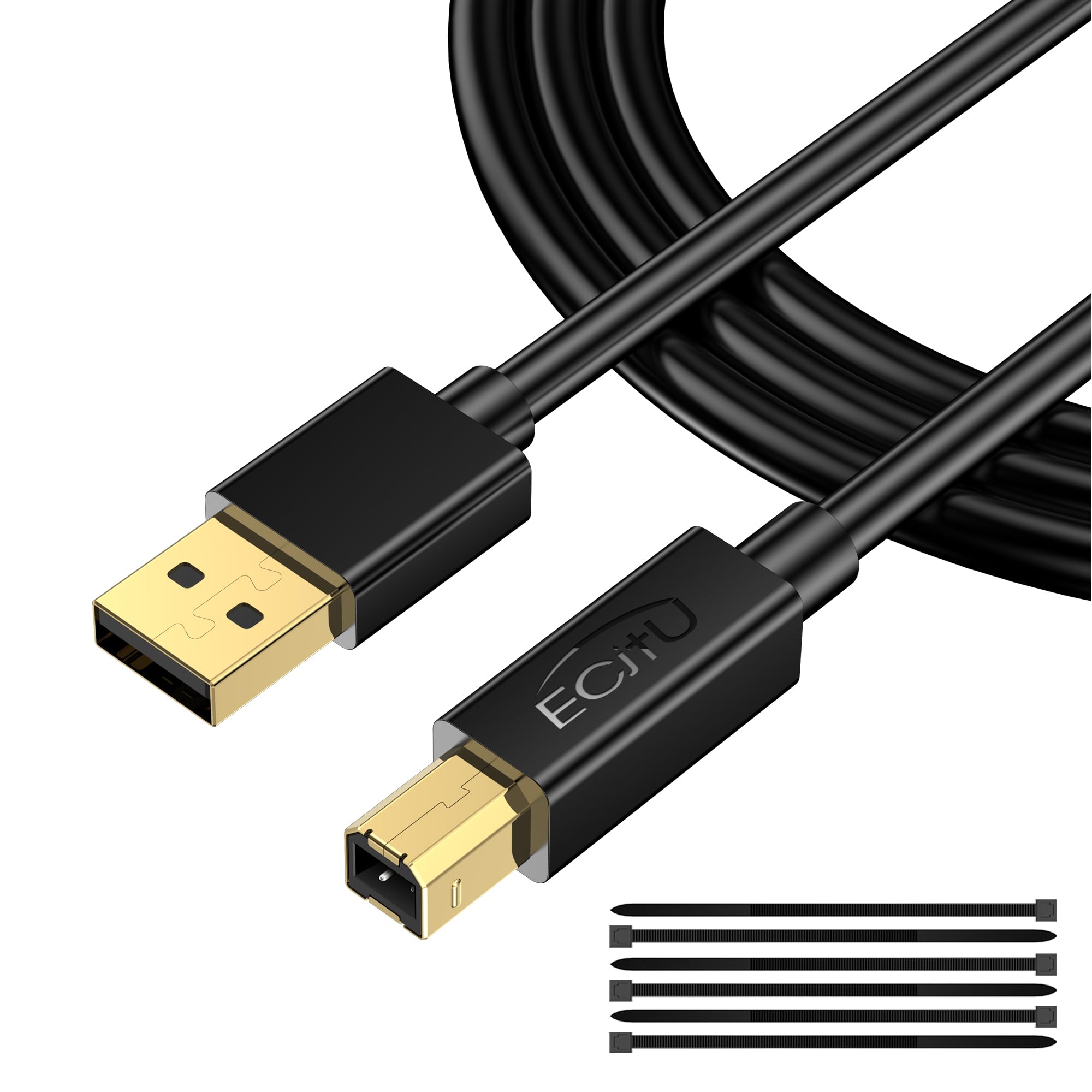 25FT USB 2.0 Printer Cable (1 Pack) - A Male to B Male High-Speed Data Transfer Cord for HP, Canon, Dell Printers & More | Perfect for Home Office, Gaming Setup & Computer Peripherals