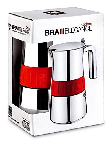 Braisogona Elegance 4-Cup Stainless Steel Coffee Maker - Compact 30x30x30cm, Red - Perfect for Home, Office & Camping Brewing