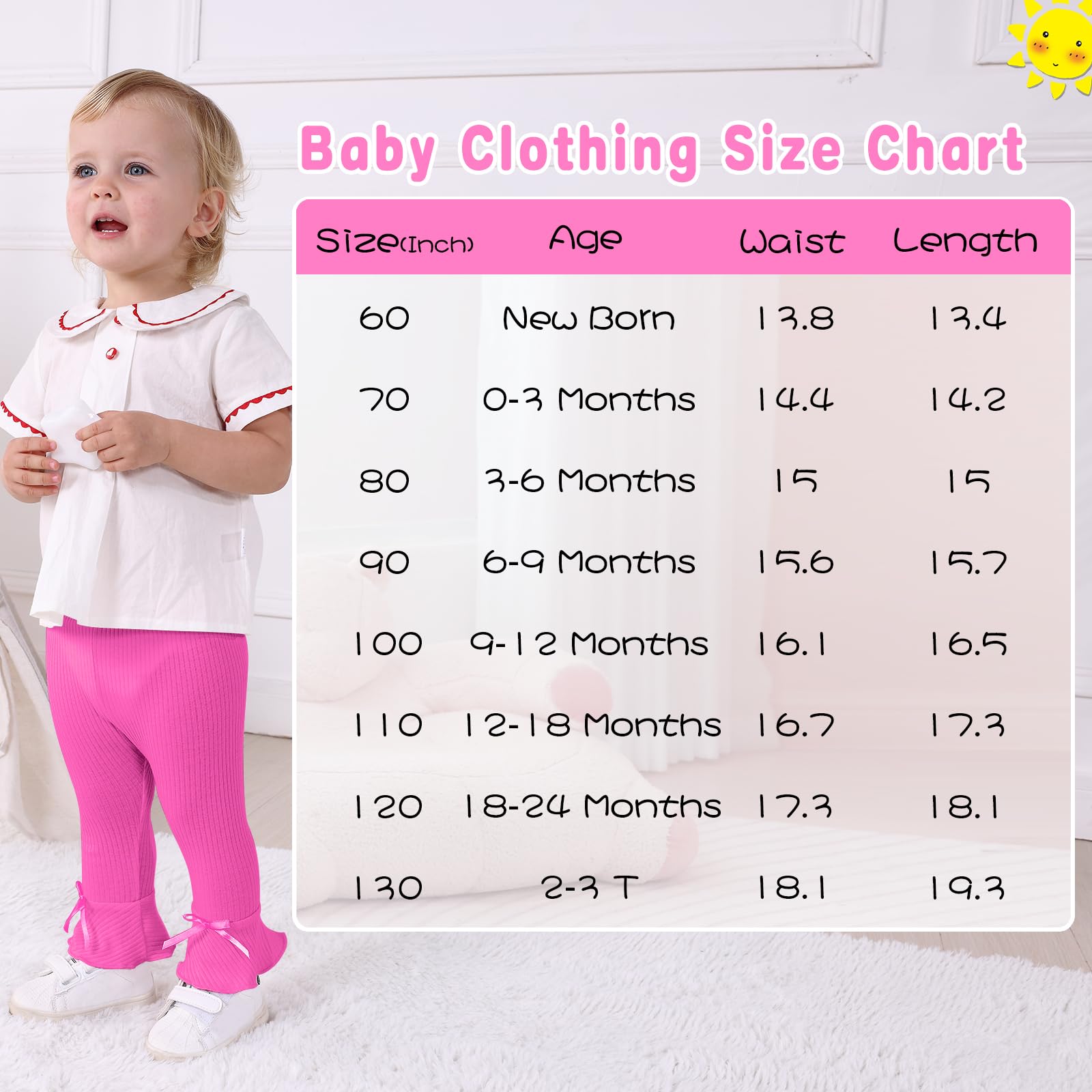 **Soft Ribbed Baby Girl Leggings - 5-Pack Straight Flare Pants for Newborn & Toddler | Bell Bottom Style for Infant Girls | Perfect for Playtime, Daycare & Family Outings**