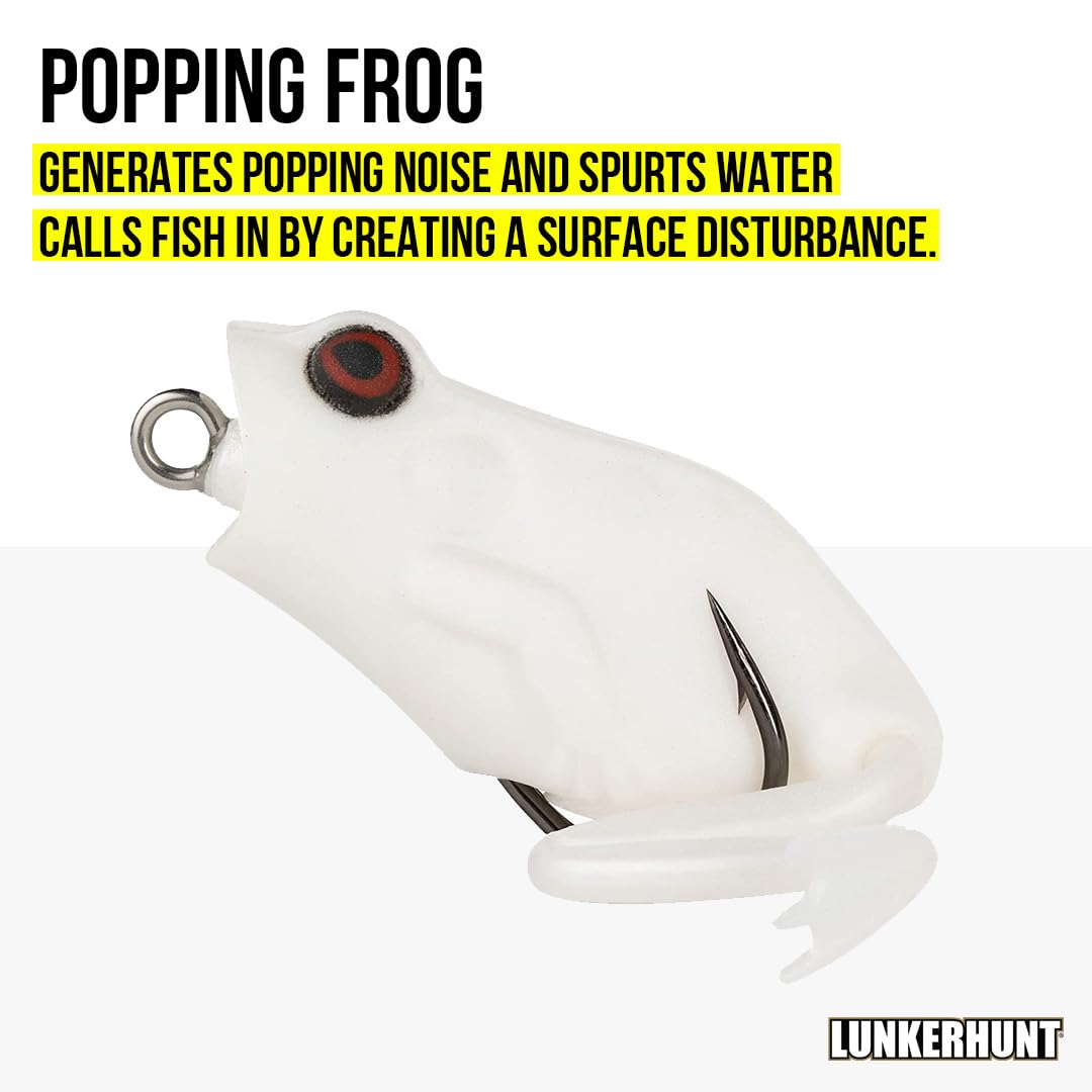 Lunkerhunt Frog Fishing Lure 1/4 oz - Topwater Bass Bait with Weedless Hooks & Hollow Body for Trout, Pike - Perfect for Freshwater Lakes, Ponds, and Rivers