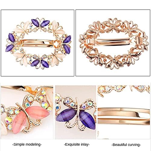 Yellow Butterfly Crystal Hair Clips for Women & Girls - Elegant French Barrette Hair Accessories with Multicolor Stones - Perfect for Weddings, Parties & Everyday Style