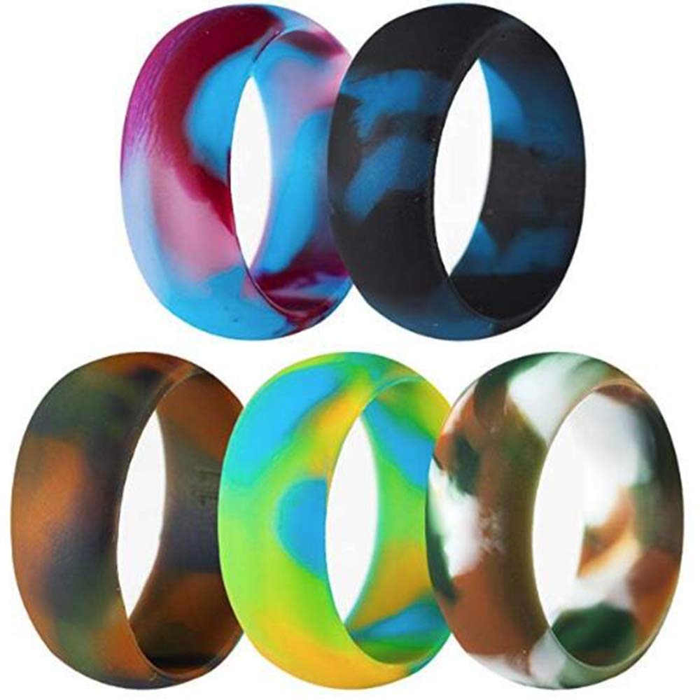 Jude Jewelers 5-Pack Size 4-15 Rubber Silicone Rings for Men & Women - Flexible, Durable Wedding Bands for Outdoor Activities, Sports, Gym & Everyday Wear