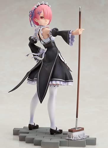 Re:Zero Starting Life in Another World Rem Ram Anime PVC Figure - Deluxe Version, Removable Mop Tray Maid Collectible Model for Adults | Perfect for Anime Fans, Home Decor, and Gift Giving