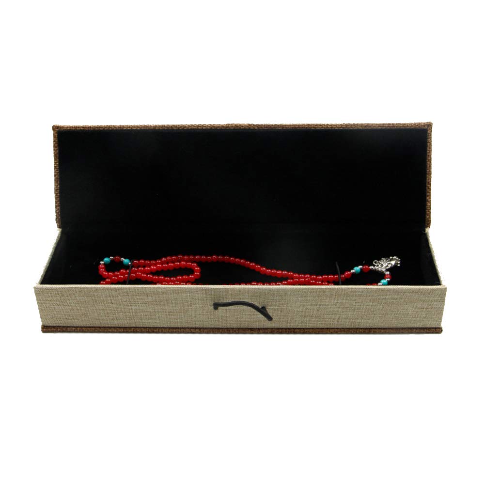 Vintage Linen Jewelry Box with Wooden Buckle - Elegant Ring Bracelet Bead Storage Organizer | Dustproof & Durable Jewelry Gift Box for Women | Perfect for Travel, Home Decor, and Wedding Accessories Organization
