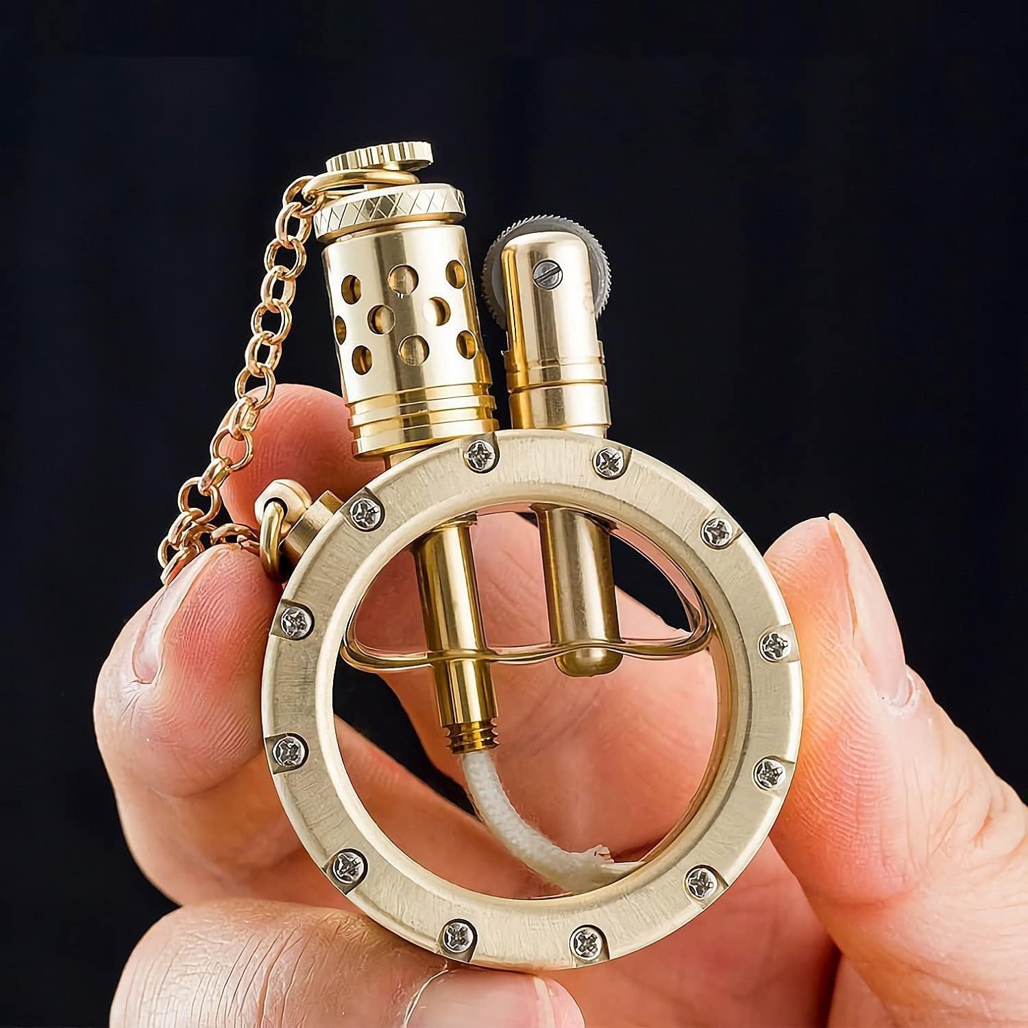 Vintage Steampunk Kerosene Lighter - Unique Metal Round Gift for Men (Father's Day, Camping)