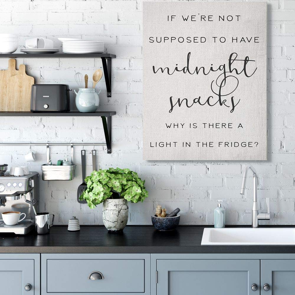 Stupell Industries Midnight Snack Joke Wall Art - Hungry Kitchen Phrase Black White Canvas Print by Daphne Polselli - 36