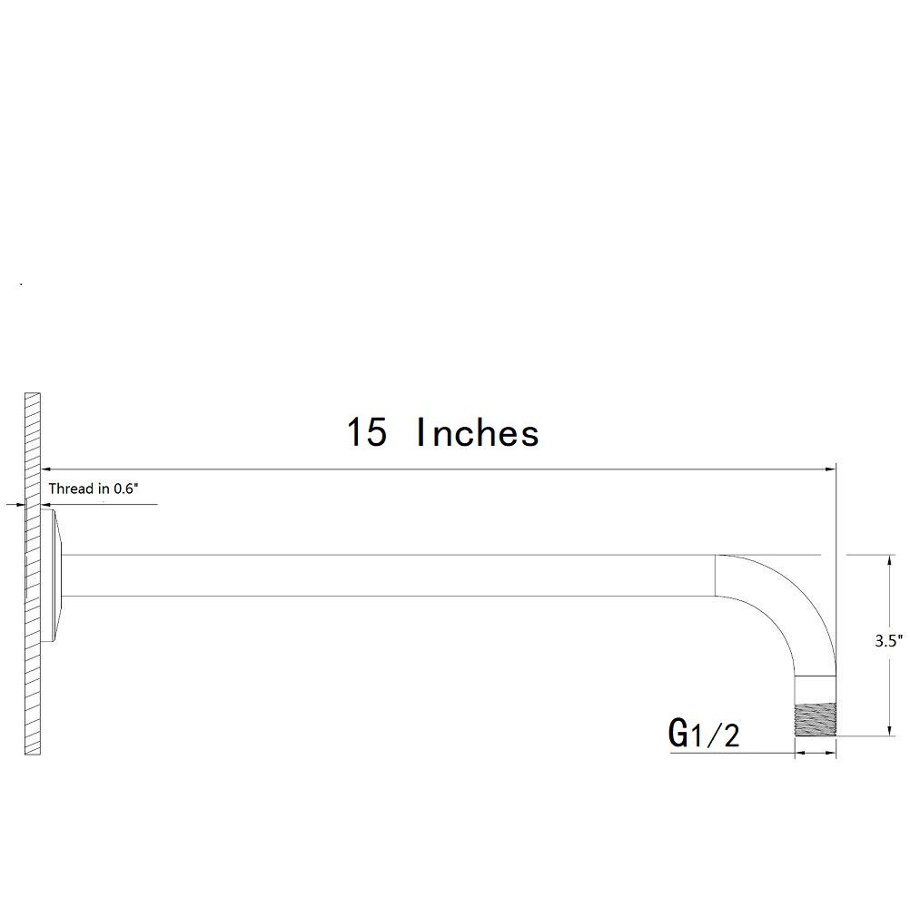 NearMoon 15 Inch Stainless Steel Wall-Mounted Shower Arm with Flange - Chrome Finish Shower Head Extension for Bathroom & Spa Relaxation