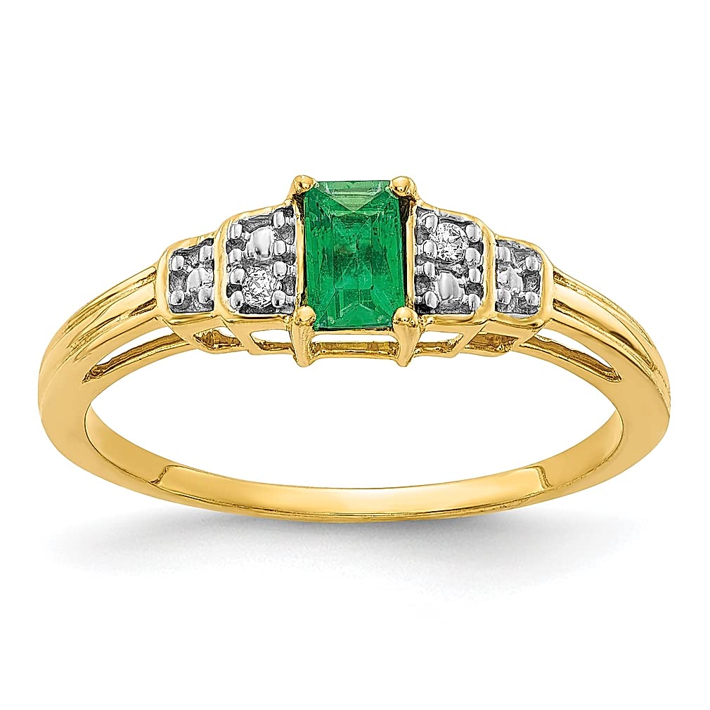 14K Yellow Gold Emerald and Diamond Ring - May Birthstone Jewelry for Women, Elegant Gift for Her | Perfect for Anniversaries, Engagements & Special Occasions