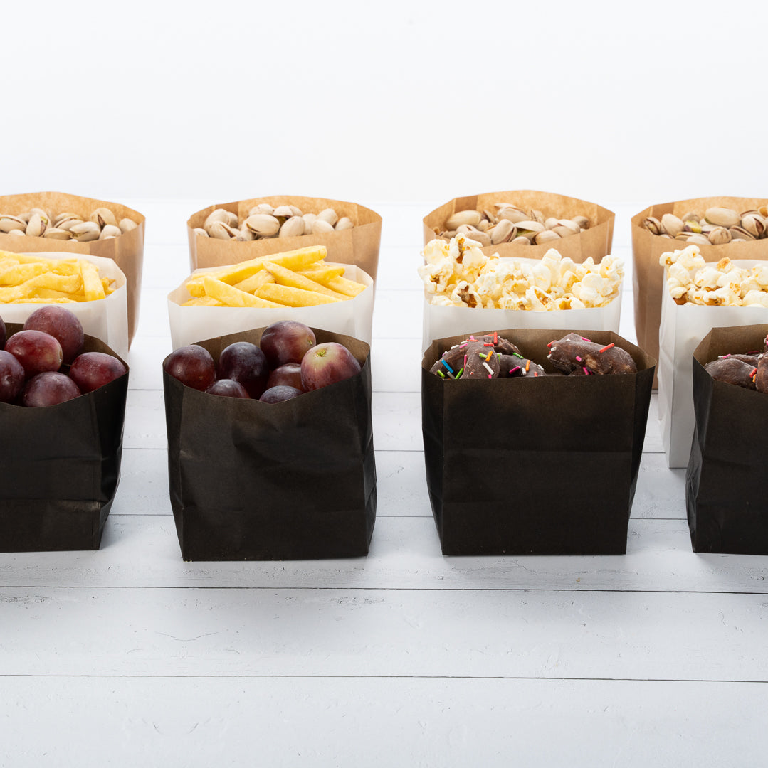 Eco-Friendly Black Paper Snack Bags 4x2.25x3.75 Inches - 100 Count Bulk Pack for Parties, Picnics & School Lunches | Small Food Storage Bags | Disposable Snack Pouches
