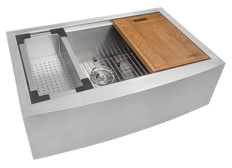 36 Inch Apron Front Farmhouse Kitchen Sink - 16 Gauge Stainless Steel Single Bowl Workstation - Perfect for Modern Farmhouse, Rustic & Country Style Kitchens