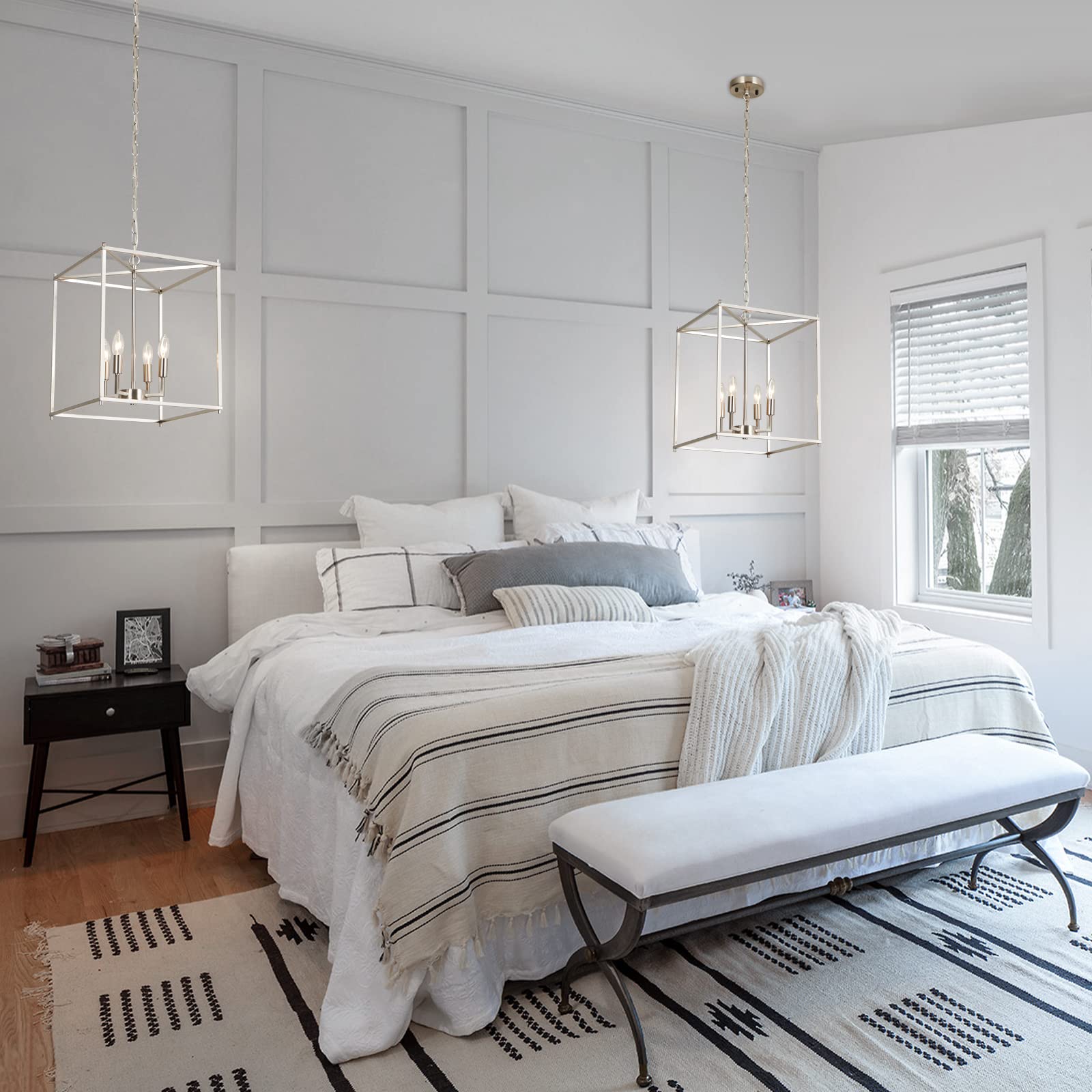 4-Light Brushed Nickel Chandelier - Adjustable Height 12.6