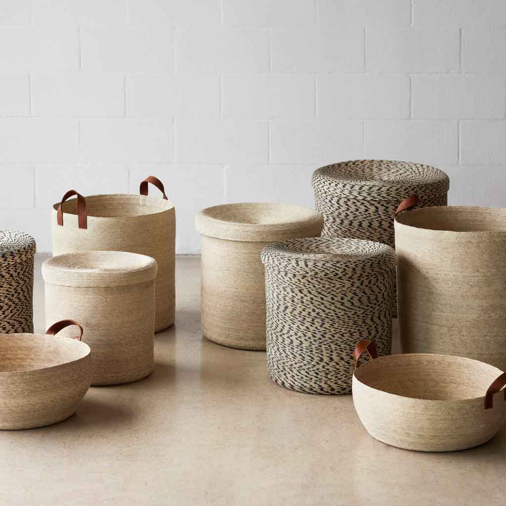 Premium Round Storage Baskets for Home Organization - Woven Cotton Decorative Bins for Bedroom, Bathroom, Nursery & Closet Storage - Mercado Collection