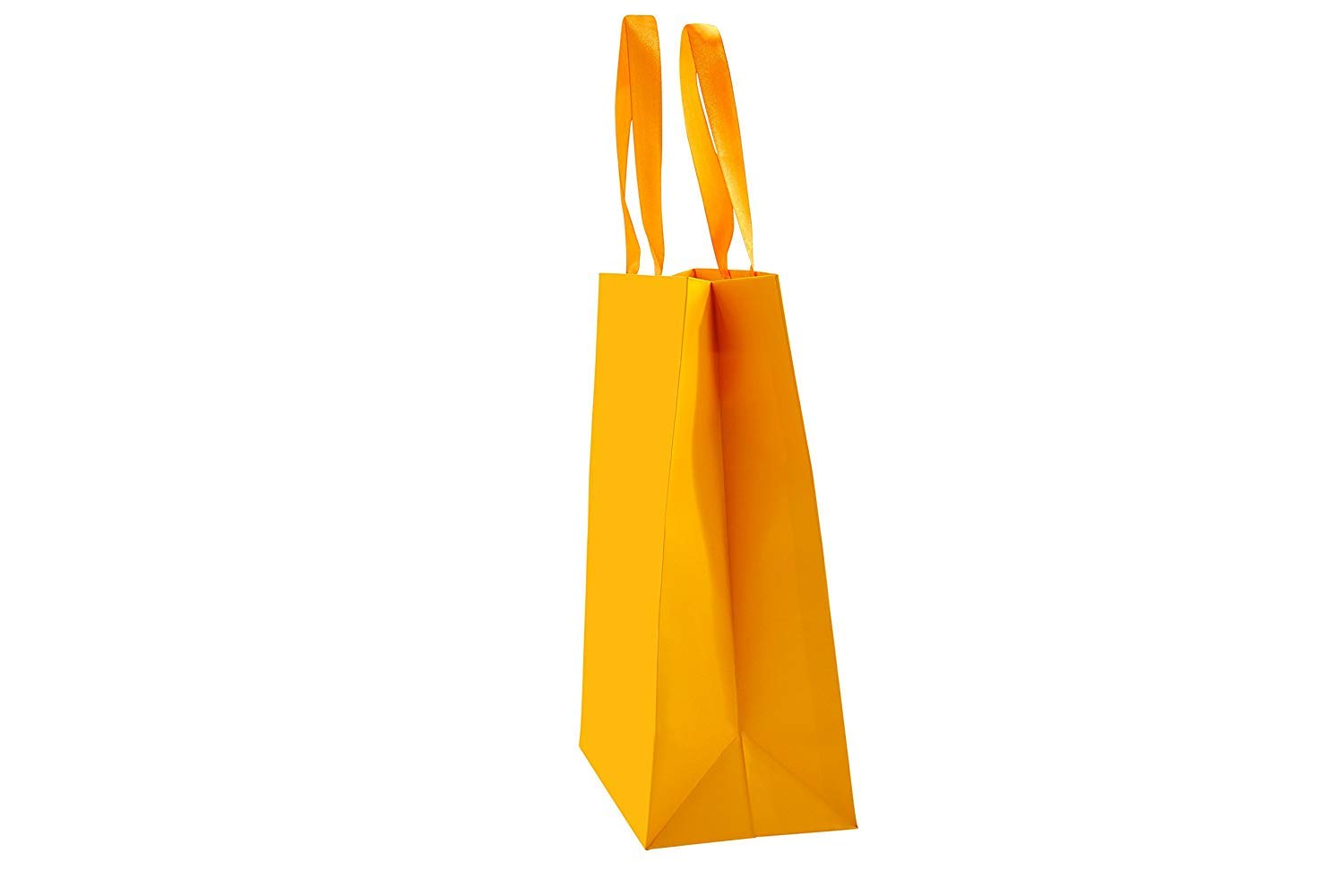 Eco-Friendly 10x5x13 Inch Mango Matte Tote Bags - Pack of 100 Reusable Kraft Paper Gift Bags for Shopping, Parties & Retail Packaging | PTP BAGS Manhattan Style
