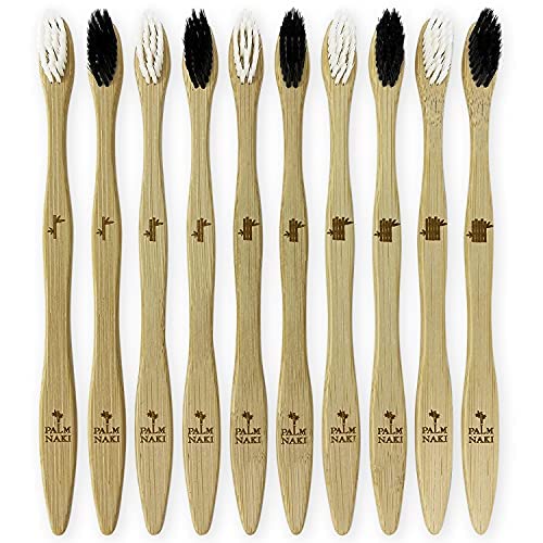 Eco-Friendly Bamboo Toothbrushes 10 Pack - Biodegradable Soft Bristle Toothbrushes, BPA Free, Natural & Sustainable Oral Care - Perfect for Travel, Home & Zero Waste Lifestyle