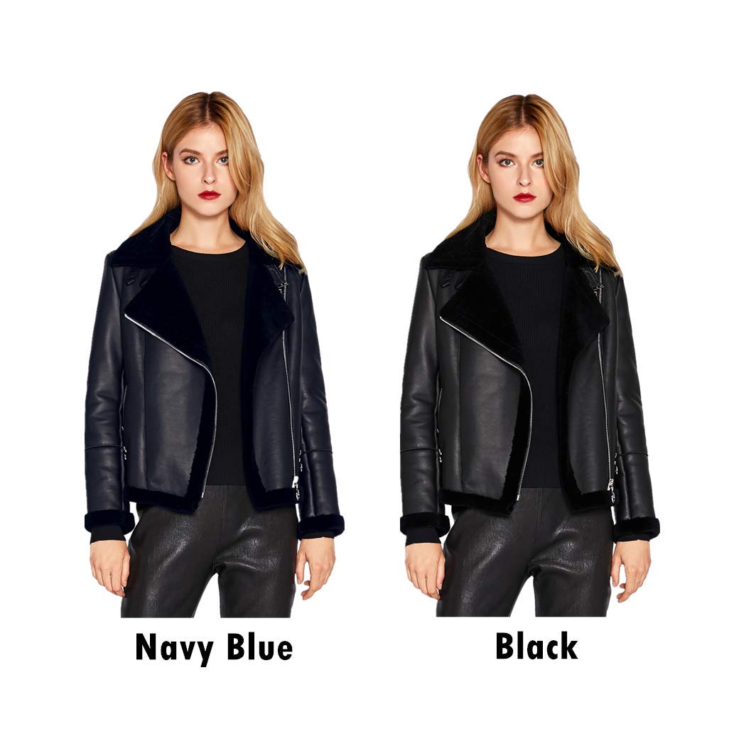 Genuine Lambskin Leather Jacket for Women - Soft Lamb Shearling Zip-Up Short Motorcycle Biker Jacket - Perfect for Riding, Casual Outfits & Winter Fashion