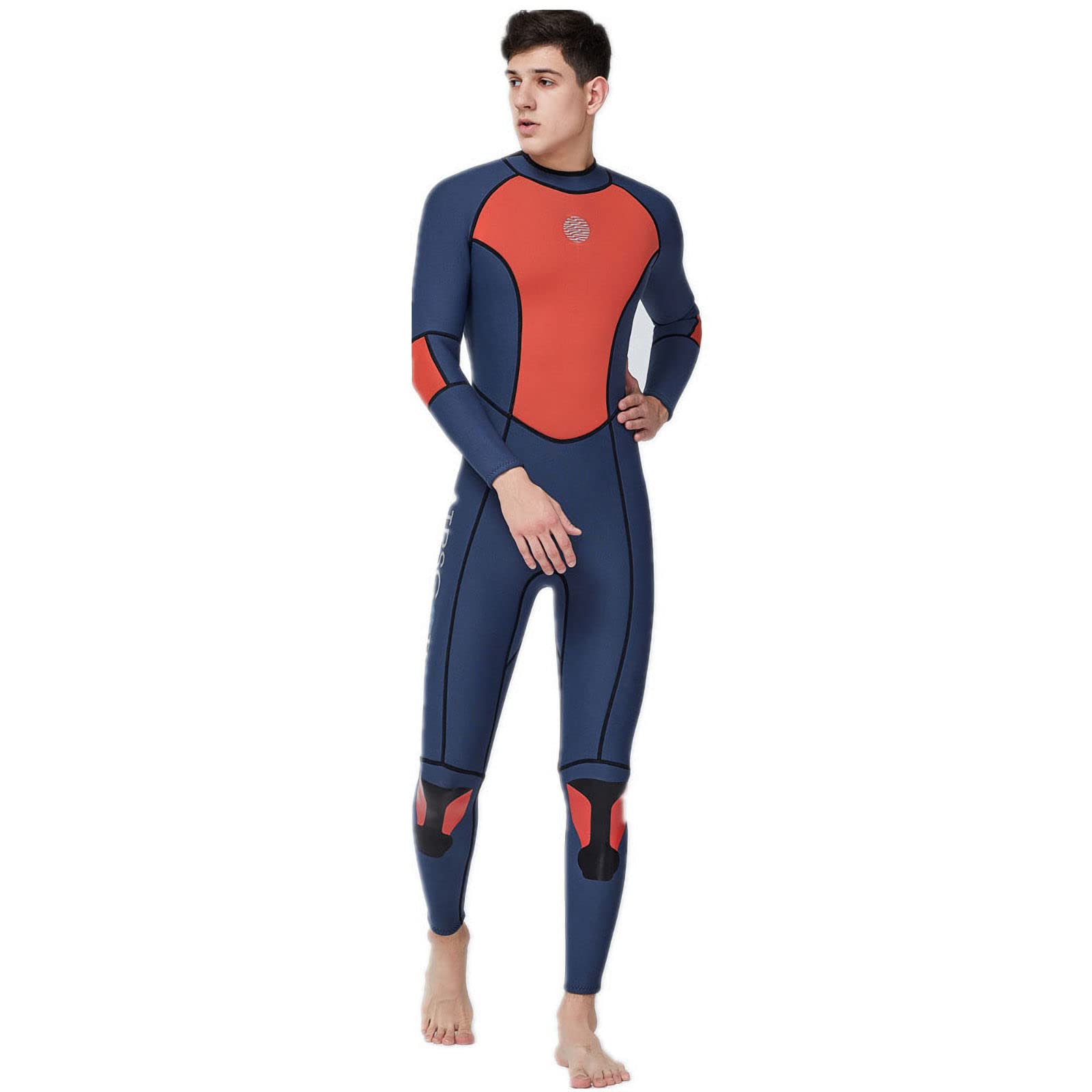 RWHXN Men's 3mm Full Length Neoprene Wetsuit with Back Zipper - Warm One-Piece Scuba Diving, Surfing, Snorkeling & Swimming Suit for Water Sports | Ideal for Cold Water Activities, Ocean Adventures & Water Fitness