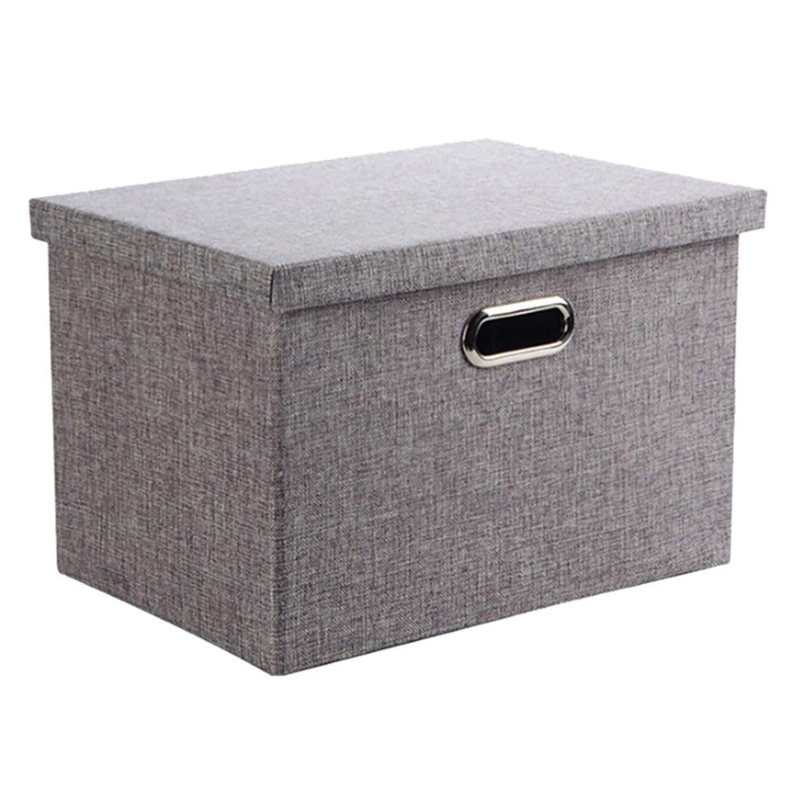 Collapsible Fabric Storage Baskets with Lids - Foldable Organizer Box for Home, Office & Shelves - Small Grey Storage Bin (33x22x18cm) - Perfect for Closet, Nursery, Pantry & Dorm Organization - 1 Pack