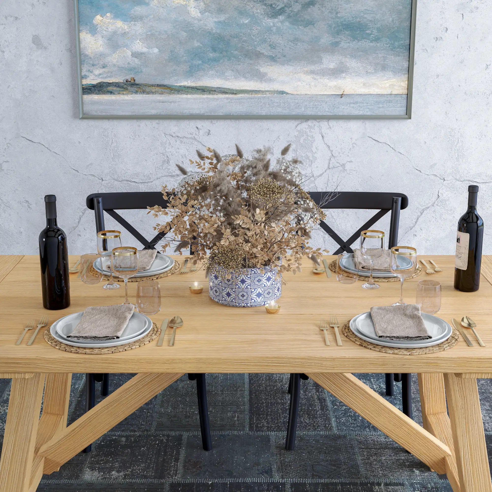 Customizable Cascais 72-Inch Modern Dining Table - Extendable Wooden Table for 8-10 People - Perfect for Family Gatherings & Dinner Parties