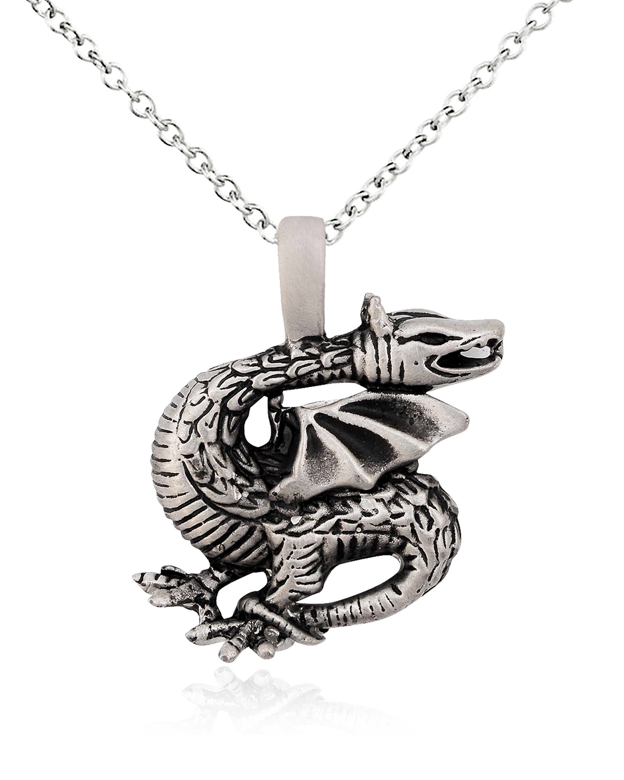 Dragon Silver Pewter Charm Necklace - Elegant Pendant Jewelry for Women | Perfect for Gifts, Parties & Everyday Wear