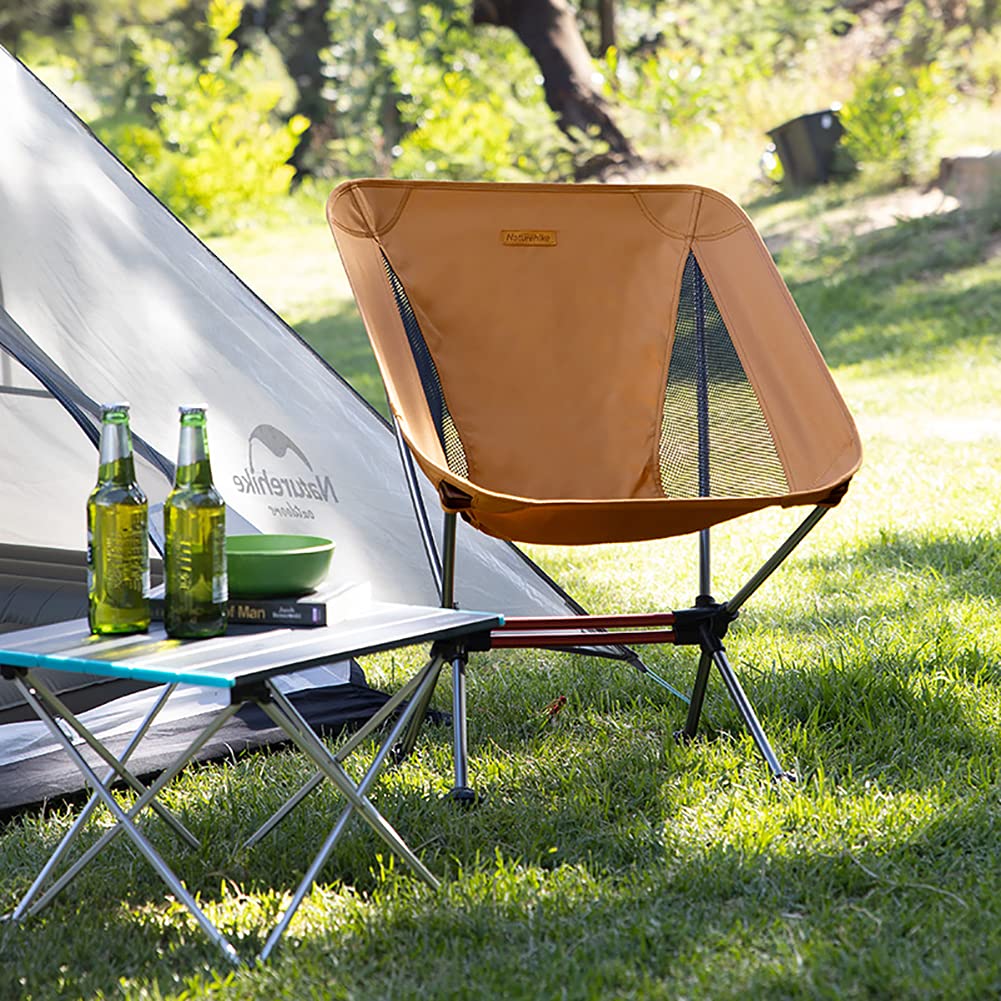 Naturehike Ultralight Folding Camping Chair with Storage Bag - Portable Outdoor Backpacking Furniture for Hiking, Picnic, Beach & Camping (Yellow, Medium)