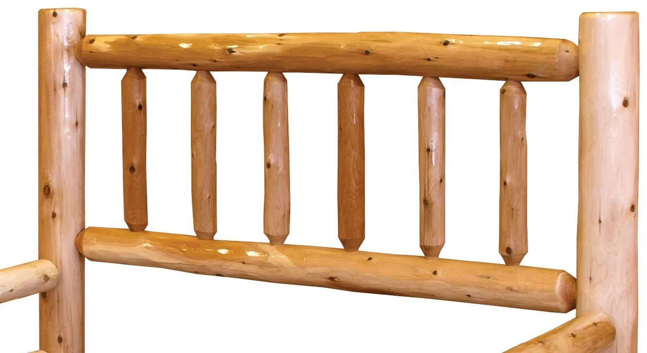 Solid White Cedar Log Full Mission Style Headboard - Handcrafted Rustic Bed Frame for Master Bedroom & Cabin Decor - USA Made Furniture Barn