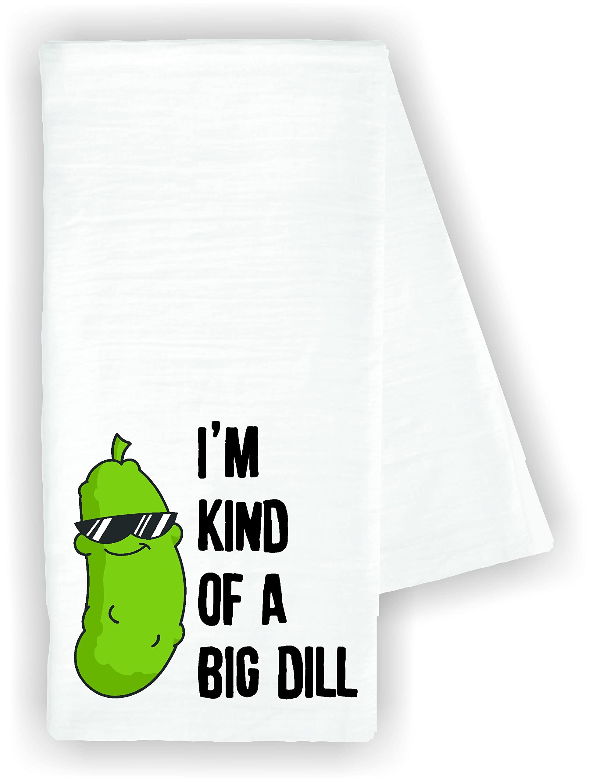 Funny Big Dill Kitchen Dish Towel - 100% Cotton for Drying & Decor