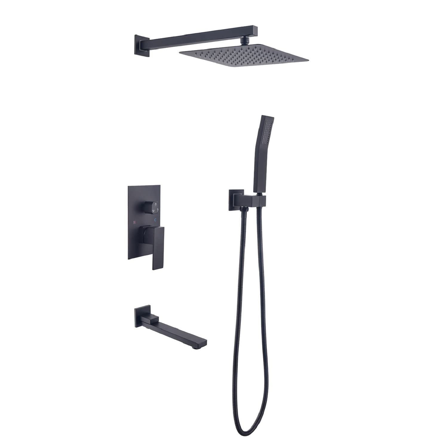 ZSY High Pressure Rain Shower Head - 10 Inch Square Luxury Shower System with Mixer Combo for Bathroom | Perfect for Spa-Like Relaxation & Water Saving