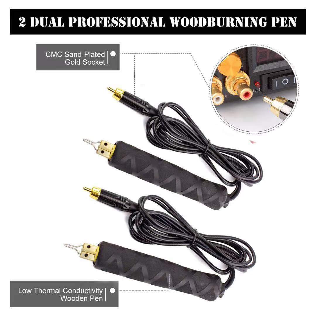Professional Wood Burning Kit - 110V Dual Pen Pyrography Machine with Digital Temperature Control & 20 Tips - Perfect for Wood, Leather, Gourd Crafts - DIY Art, Home Decor, Gift Making