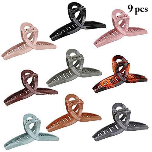 Elegant Acrylic Hair Claw Clips for Women & Girls - 9PCS Non-Slip Hair Barrettes & Jaw Clips - Perfect for Updos, Ponytails & Everyday Hairstyles