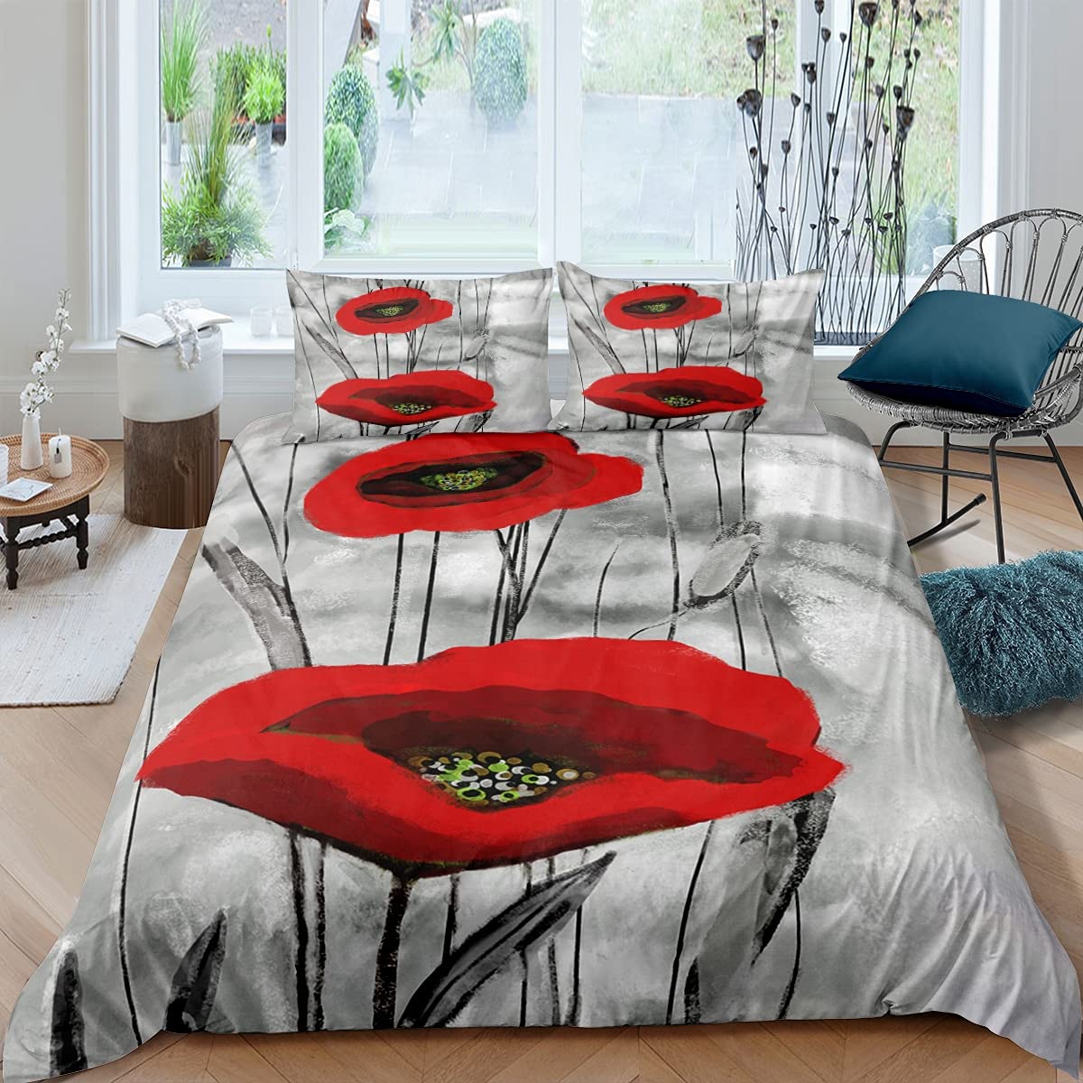 Luxury Floral Printed Duvet Cover Set - Soft Bedding Set for Queen, King, Twin & Single Size (220×260cm) - Perfect for Master Bedroom, Guest Room & Hotel Decor