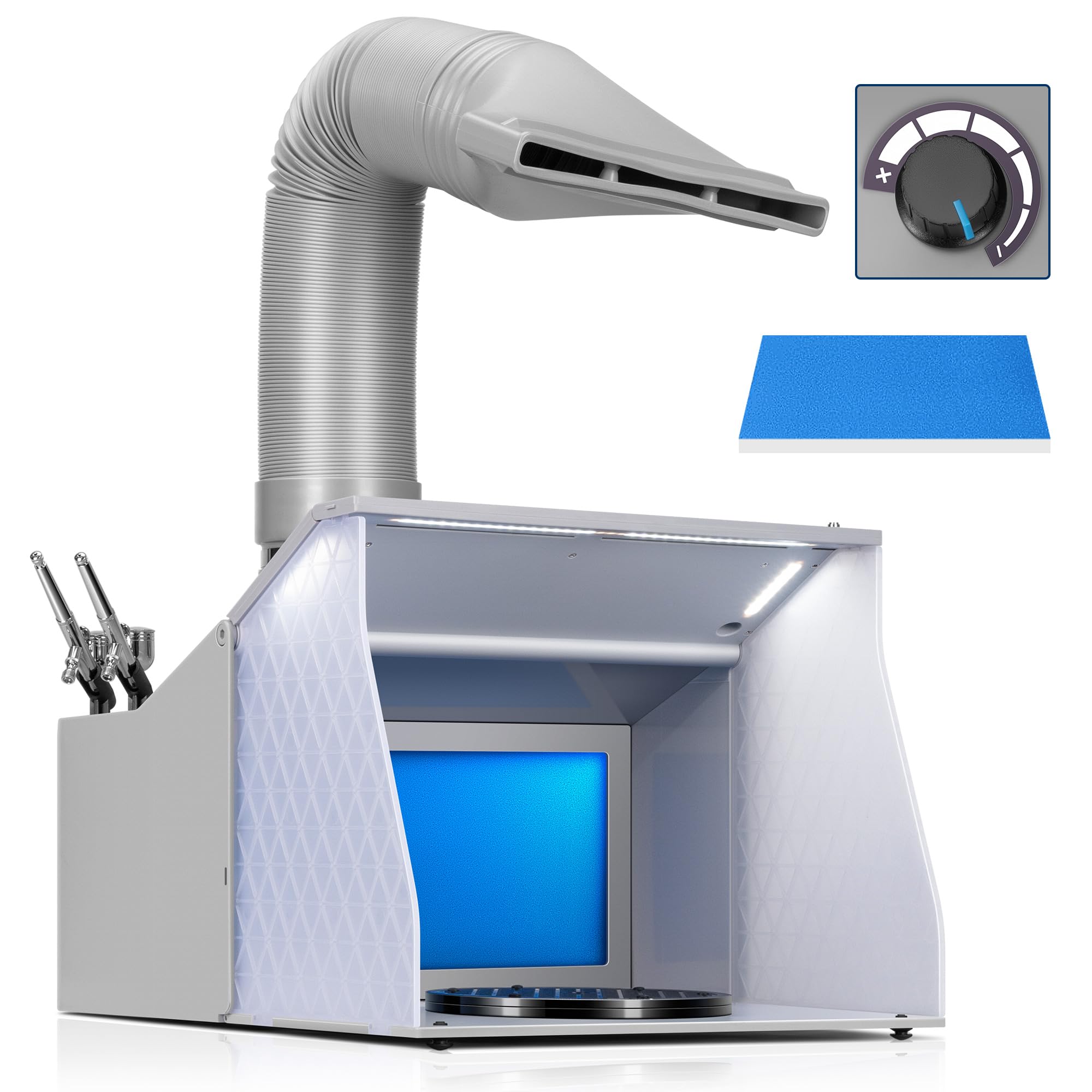 VIVOHOME Dual Fan Portable Airbrush Paint Spray Booth Kit with 4 High-CRI 95 LED Lights, Spray Gun Racks, Turntable & Filter Hose - Perfect for Model Painting, Craft Projects & DIY Artwork